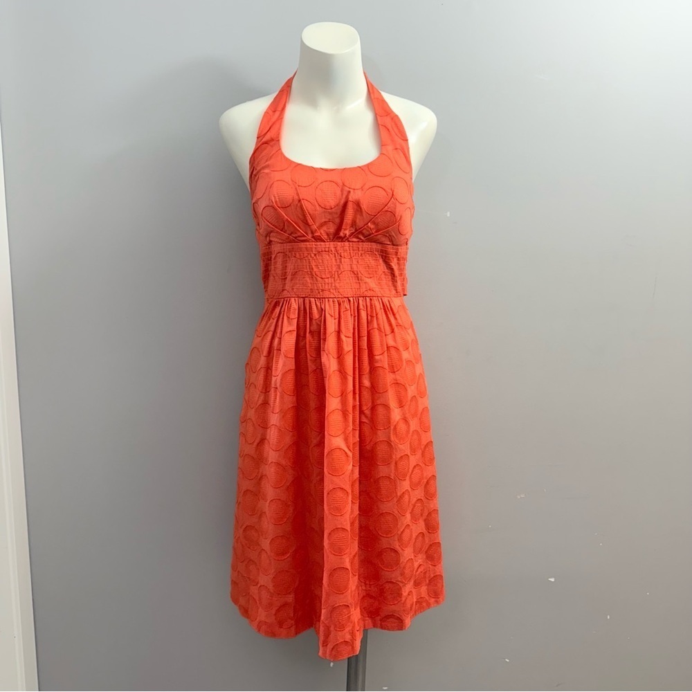 Dress Barn Orange Halter Midi Dress size 6